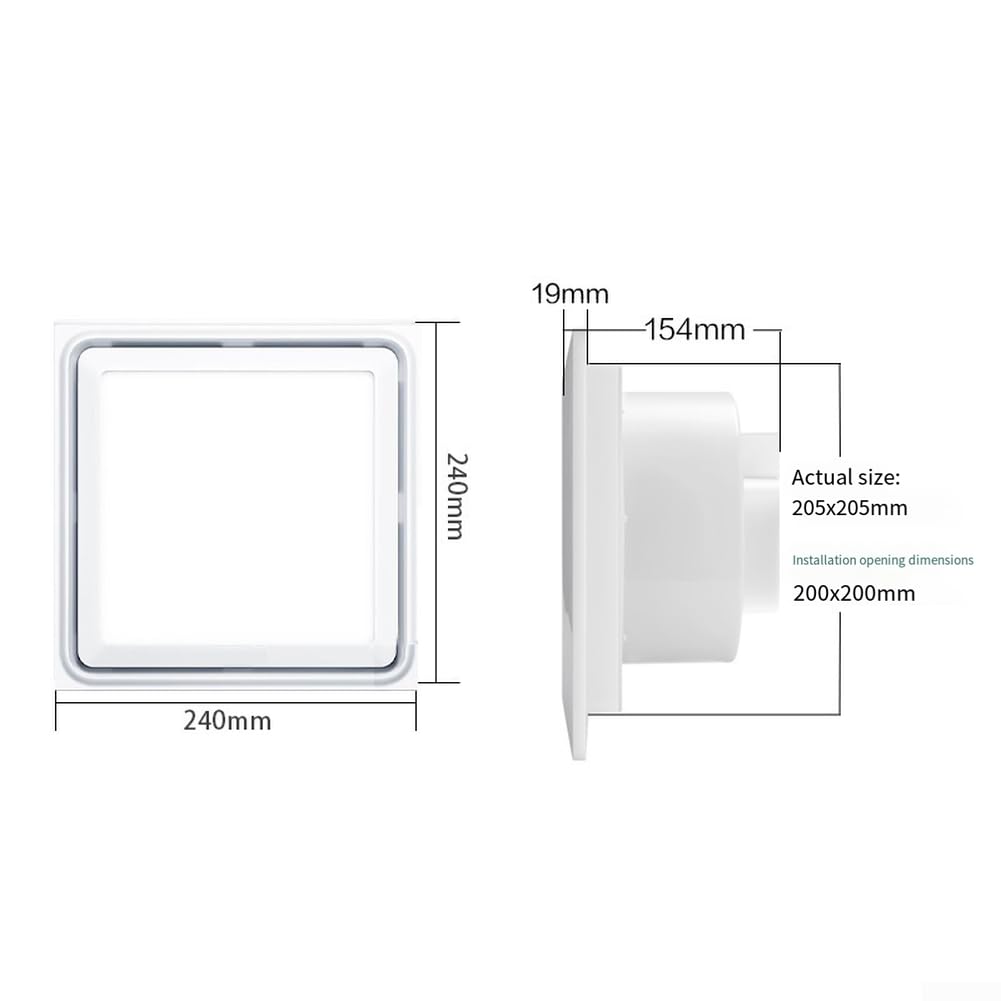 Extractor para baño silencioso con luz LED integrada, funcionamiento ultrasilencioso a 0,9 sones, potente eliminación de vapor y humedad para baños (30 cm)