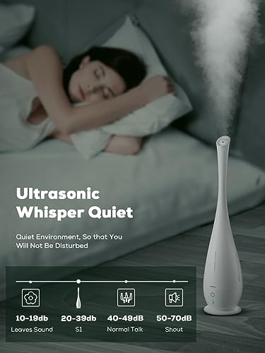 Aiheal Humidifier For Bedroom, 5L Cool Mist Floor Humidifiers For Large Room, Quiet Ultrasonic Humidifier With Smart Humidistat Mode And Essential Oil Diffuser, Baby Humidifiers With Sleep Mode, White #TOP4