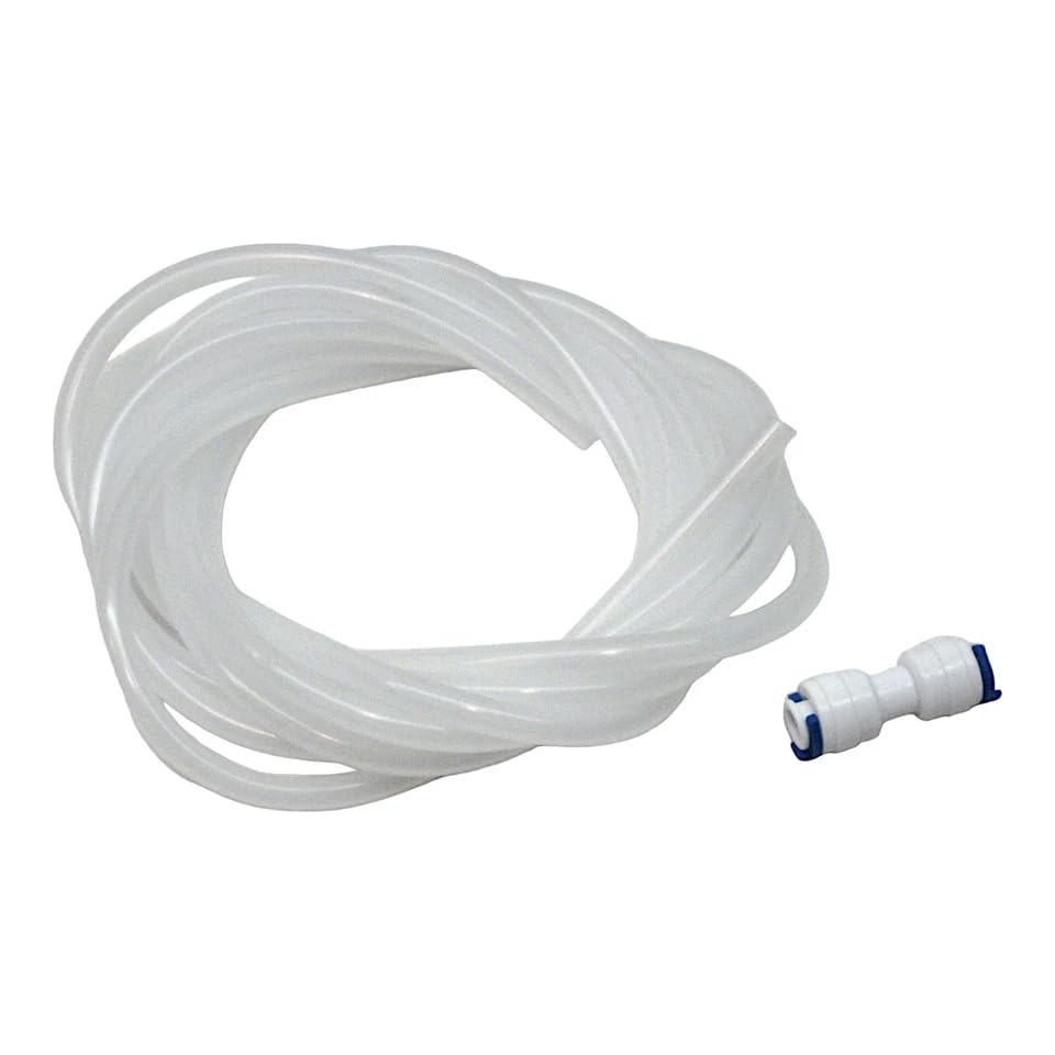Clear plastic tubing and white connector fitting