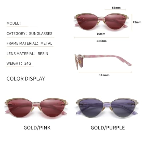 CLMJHG Trendy Metall Acetat Cat Eye Sonnenbrille Mode Für Frauen Sonnenbrille UV400 Schutz Weibliche Shades