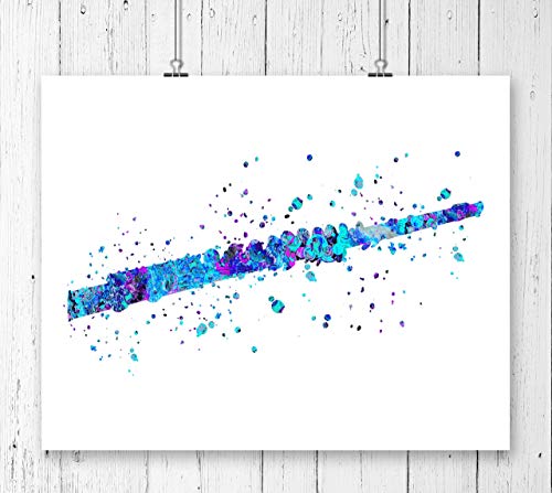 Flute Watercolor Art Print, Poster, Unframed