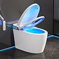 Smart Toilet with Bidet Built In, Modern Tankless Bidet Toilet with Auto Open/Close, Self-cleaning, Instant Warm Water&Dry, Heated Seat, One-Piece Toilet with Night Light, Auto Flush