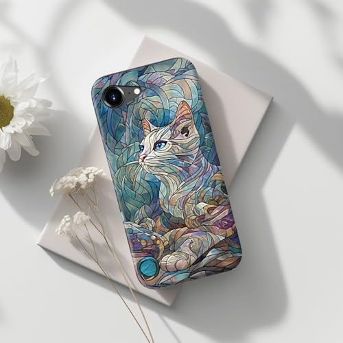 Image of Goodon for iPhone 16e Case Cute - Wireless Charging Compatible - Dual-Layer Hard Shell + Silicone Cover - Protective Phone Case with Trendy Designs for Women - an Abstract Ragdoll Cat | Dual-Layer Hard Shell + Silicone, Slim Fit Protective Phone Cover with Wildflower Designs for Women Girls