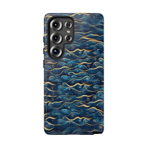 Coque vagues bleues dorées Samsung S25 Ultra : finies les rayures sur votre mobile