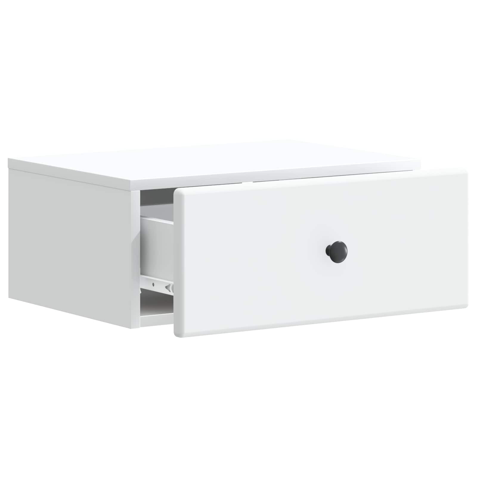 Table de chevet murale blanche - 49 x 34,5 x 20 cm - En bois