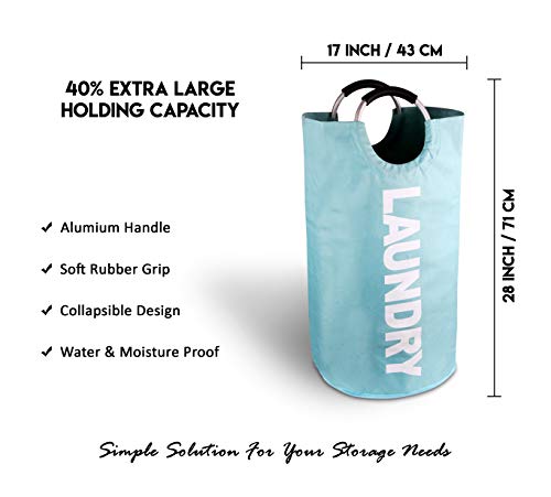 Neatkeep Large Laundry Bags For Heavy-Duty Use With Aluminum Handles, Collapsible Fabric Laundry Basket, Foldable Clothes Bag, (Available In 6 Colors) (Light Blue) #TOP1