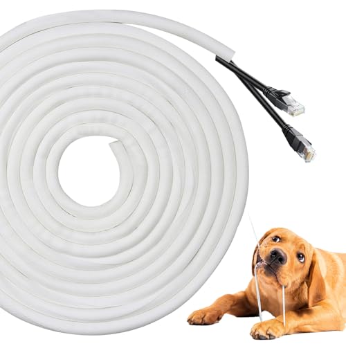 KASURE 5 Metros Protector de Cable para Perros y Gatos, 13 mm de diámetro Manguitos para Cable, Manguito de Cable Auto, Protege los Cables de los Mordiscos de Las Mascotas, Blanco