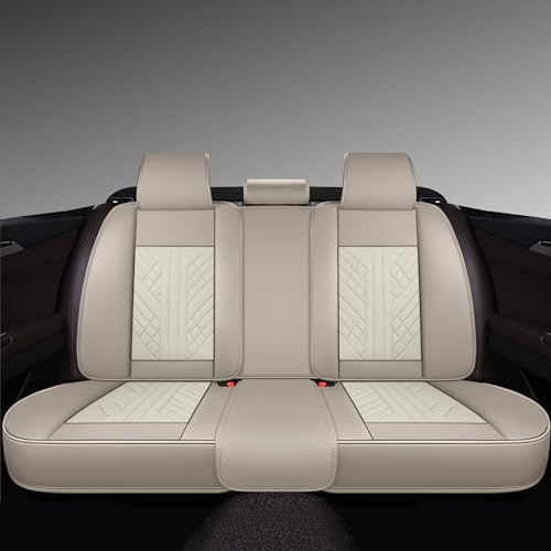 Image of GXT Bench Seat Cover, Premium Faux Leather Bench Seat Covers for Trucks - Universal Fit for Most Sedans SUV Pick-up Truck, Durable for Long Lasting Protection(Khaki and White)