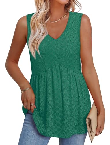 Image of OFEEFAN Womens Tank Tops 2025 Flowy Peplum Tops for Women Dressy Sleeveless V Neck Babydoll Tank Tops
