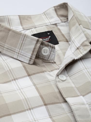 Image of Majestic Man Comfort Slim Fit Pure Cotton Checked Casual Shirt