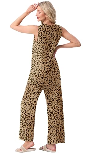 Image of PrinStory Womens Pajamas Sets 2 Piece Soft Pjs for Women Sleeveless Pajama Set Summer Loungewear with Pockets