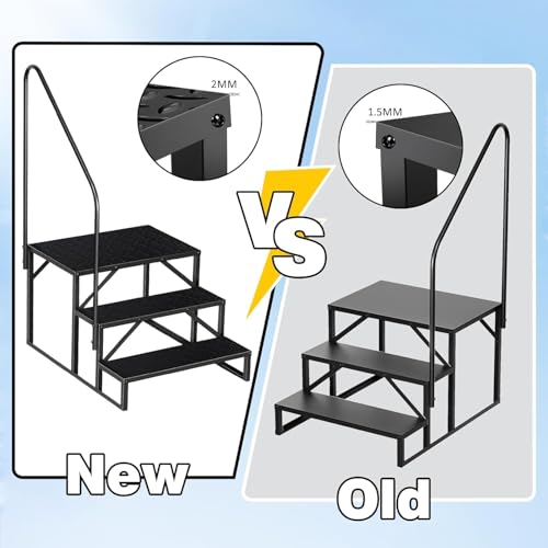 Escalera para piscina 3 peldaños resistente 660 lb con barandales miniatura 2
