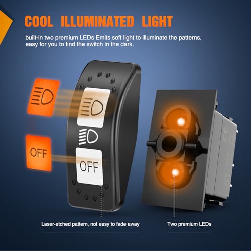 Image of Nilight UTV Headlight Rocker Switch On Off 8 PIN Toggle Switches with Orange Backlit Light 12V 24V with Jumper Wires Set for CAN-AM Maverick X3 Defender Maverick Trail and Sport 710004492