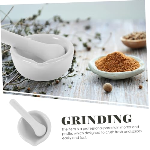 Mortero de porcelana con mano para medicina y cocina miniatura 3