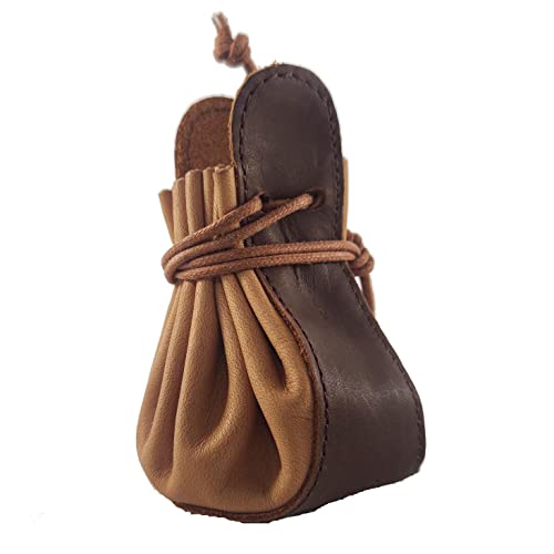 Limosnera de piel cuero. Bolsa de Judas de cuero. Monedero de cuero tipo medieval