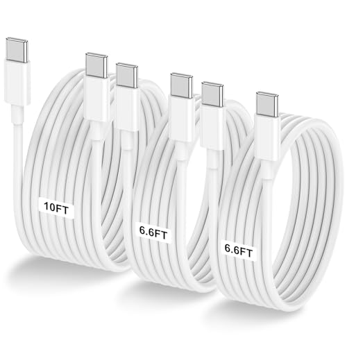 Image of 3-Pack [6.6FT+6.6FT+10FT] 60W USB C to USB C Cable, Type C Fast Charging Cable for iPhone Air 17 16e 16 15 Pro Plus Pro Max，for Galaxy S25 /S24, for iPad Pro /Air /mini, for MacBook Pro /Air and More