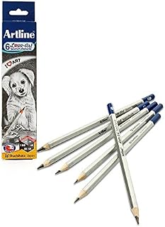 6 Artline Graded Pencils Artists Soft Graphite Drawing Sketching Pencils (HB-10B)