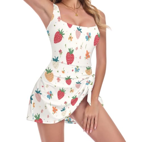 Maillot de bain push-up motif fraise idéal pour vos journées à la plage
