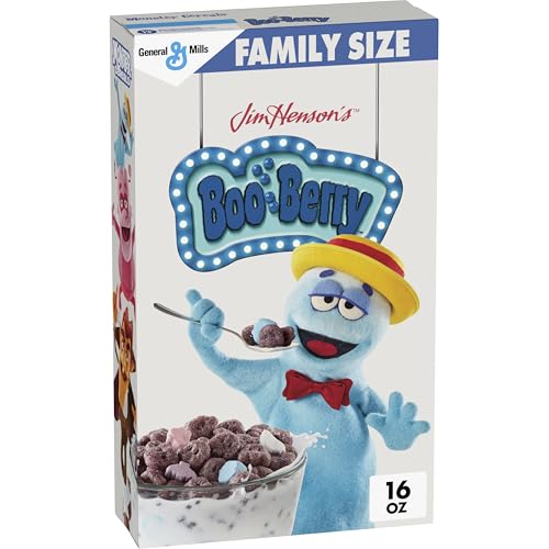 Boo Berry Cereal with Monster Marshmallows, Kids Breakfast Cereal, Halloween Limited Edition, Family Size, 16 oz