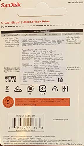 Image of Sandisk Cruzer Blade 64 GB USB Flash Drive Thumb Pen Memory Stick /Pen Drive