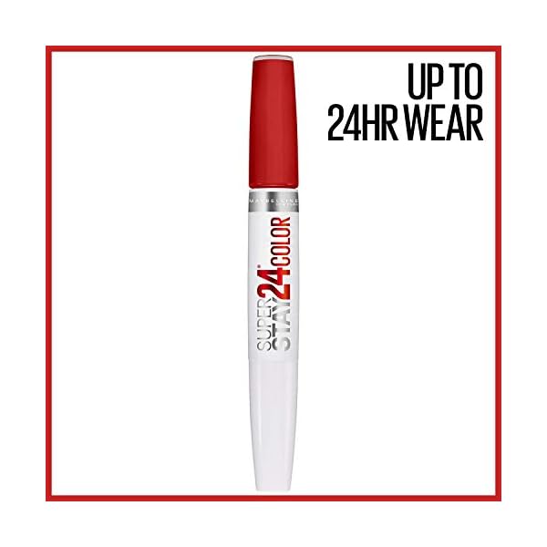 Maybelline Super Stay 24, 2-Step Liquid Lipstick Makeup, Long Lasting Highly Pigmented Color with Moisturizing Balm, Keep It Red, Red, 1 Count