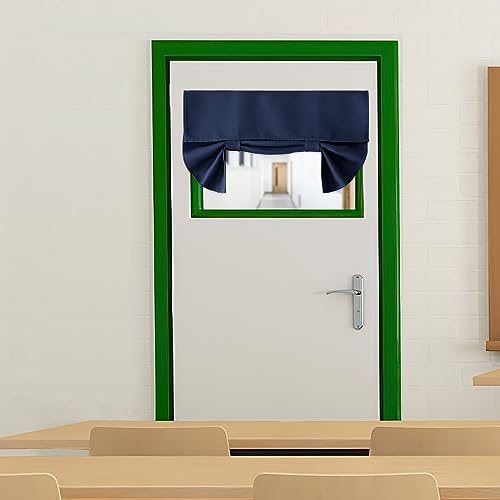 RYB HOME Privacy French Door Cover, Room Darkening Small Window Curtains for Patio Front/Tricia/French Door Tie up Shade for Sightseeing, W26 x L20 inch, 1 Panel, Navy