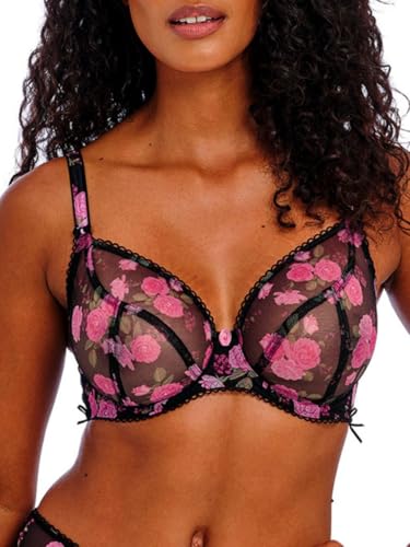 Soutien-gorge plongeant à armatures Freya Rose Blossom noir et rose 90F