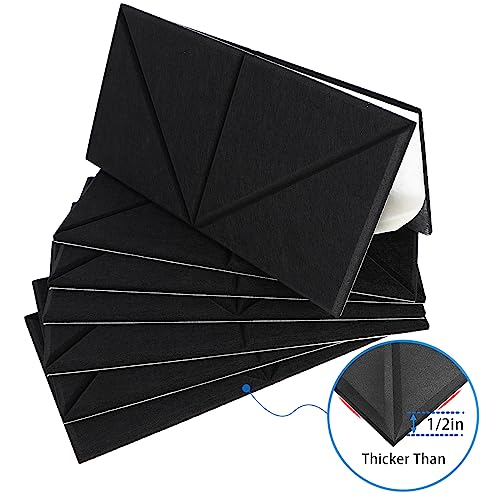 Ensepst 8 Pack Acoustic Panels With Self-Adhesive,15.7" X 7.85" X 0.47" Soundproof Wall Panels, High Density Beveled Edge Sound Absorbing Panels, Acoustic Treatment For Studio Home And Office (Black) #TOP2