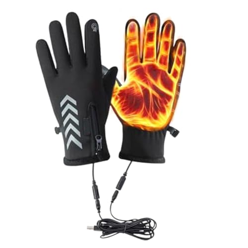 Agwuoetr Guantes Calefactores, Guantes Calefactores Antideslizantes para Motocicleta, Guantes de Trabajo Calefactores Resistentes al Viento, Guantes Calefactores Impermeables L