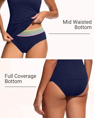 Image of Daci Women Strapless Tankini Tummy Control 2 Piece Bandeau Swimsuit | Full Coverage,Removable&Adjustable Straps,Built-in Soft Unremovable Bra,Ruched Tummy Control,Mid Waist Bottom,Fully Lined