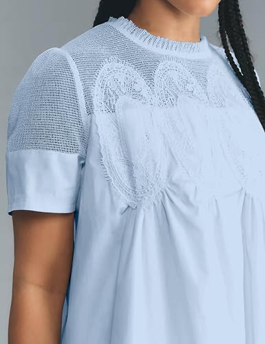 Image of Womens Summer Lace Mini Babydoll Dress Ruffled Collar Short Sleeve Loose Mesh Swing Elegant Flared Sundress