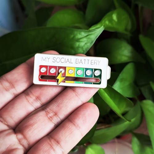 Arturbo Creative 3PCS Social Battery Slider Enamel Pins for Introverts - Unique Mood Expression Accessories for Bags, Hats, and Clothing - Image 2