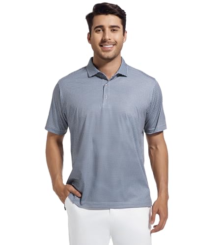 Alex Vando Mens Golf Shirt Moisture Wicking Classic Print Golf Shirts for Men