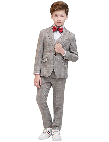 Costume pied-de-poule garçon 3 pièces veste gilet pantalon pour fête