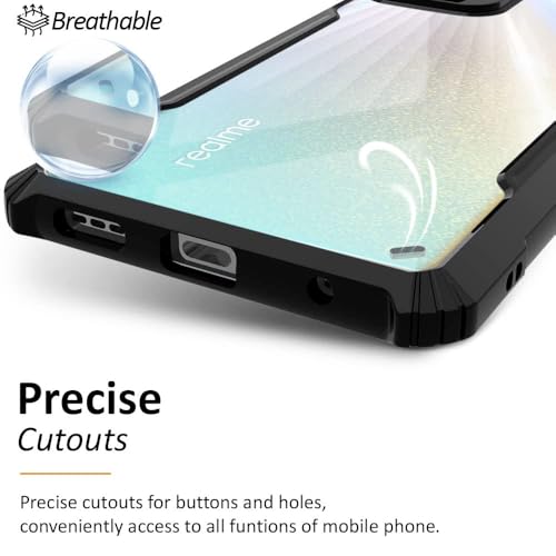 Image of WOW IMAGINE Back Cover for Realme 10 Pro Plus 5G - AirEDGE Technology | Crystal Clear Transparent Mobile Case Cover | Hard Bumper | Full Armor Shockproof Device & Camera Protection | Black