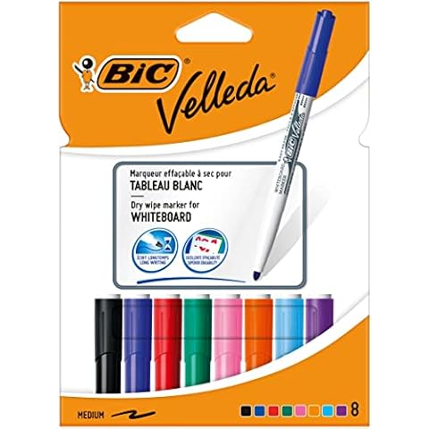 BIC Velleda Rotuladores de Pizarra Blanca, 8 Colores Cover
