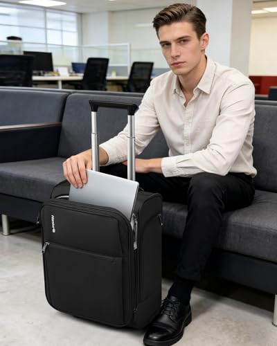 Image of Hanke Underseat Carry On Luggage with Wheels, 17 Inch Rolling Bag, Grey