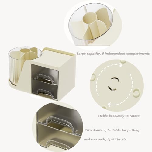 WITERY 360° Rotating Makeup Organiser, Large Capacity Pen Holder - Image 4