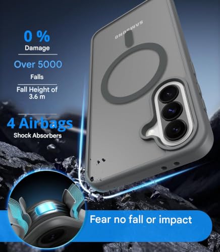 Image of Elzzi Magnetic Guard Case for Samsung Galaxy A57 5G [MagSafe Compatible] Translucent Matte Hard PC + TPU Hybrid Slim Shockproof Anti-Scratch Protective Cover, Grey