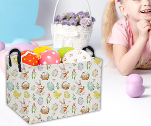 Image of Easter Basket for Kids Easter Gift Basket Empty Baby Easter Basket for Boys and Girls Rectangular Toy Storage Basket Organizer Bin Box Cute Easter Egg Room Decor for Home(Easter Gift Basket)