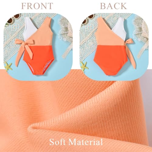 Image of 2T Toddler Girl Bathing Suit One Piece Swimsuit Sleeveless Swimwear 2-3T Orange & White