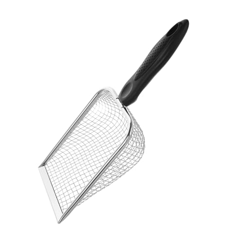 HANABASS Beach Mesh Shovel Stainless Steel Sand Sifter for Shell Collection Ergonomic Metal Scoop for Beach Games Versatile Tool for Sand and Pet Cleanup Silver