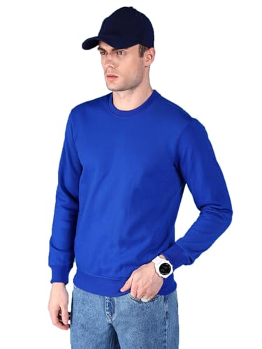 Image of The Indian Garage Co Men Regular Fit Solid Crew Neck Overhead Sweatshirt