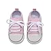 xioqen Baby Boys Girls Canvas High Top Sneakers, Non-Slip Denim First Walkers, Infant Newborn Soft Fashion Shoes (01/Light Pink Rubble Sole,6-12 Months)