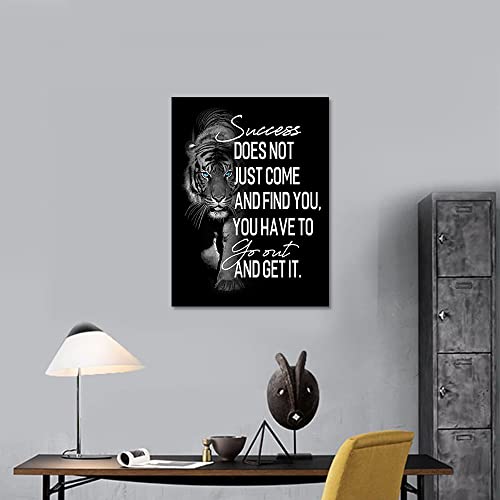 Tigeridge Inspirational Wall Art For Bedroom Living Room Success Does Not Just Come Black And White Motivational Canvas Picture Tiger Words Art Quote Sign Home Office Wall Decor Framed Ready To Hang 12 Inch X 16 Inch thumb #2
