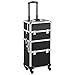 Yaheetech Valise Maquillage Professionnel Malette Maquillage Beauty Case à Roulettes Detachable Boîte en Haut Utilisée Séparément avec Bandoulière Poignée Télescopique 36 x 24 x 106,5 cm Noir