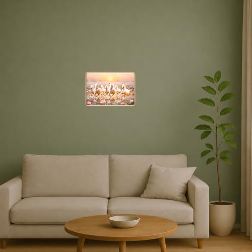 Image of 7 Running Horses Vastu Photo Frame, 8x12 Inch