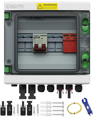 CNLonQcom 2 String Solar PV Combiner Box IP65 2 in 1 Out DC500V 32A Circuit Breaker with Surge...