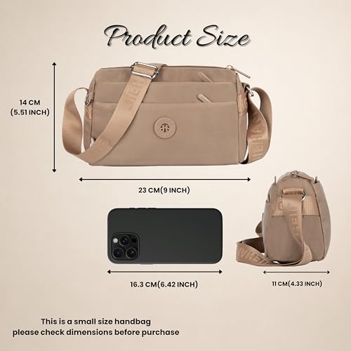 Image of Women's Crossbody Sling Bag, Water-Resistant Nylon Shoulder Handbag with Multiple Zipper Compartments, Lightweight Travel Purse, Shopping, Adjustable Strap Messenger Bag
