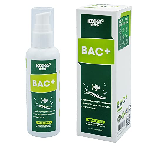 KOIKA BAC+ Specialized Aquarium Probiotics | Immunity Boosting, Disease Resistance & Improve The Digestive System, Health for Fish, Fish Tanks and Aquatic Pets Fish Tanks ( BAC+, 105ml)
